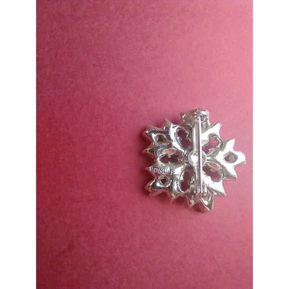 Bogoff Signed Rhinestone Brooch Silver Tone Star Snowflake - Picture 8 of 8